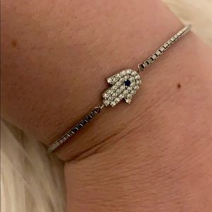 Evil Eye Hamsa bracelet silver with crystals
